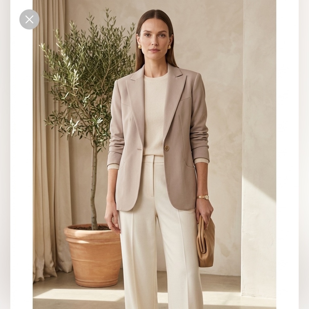 Max Studio Women’s size 10 Beige Career Work Smart Academia Blazer old money